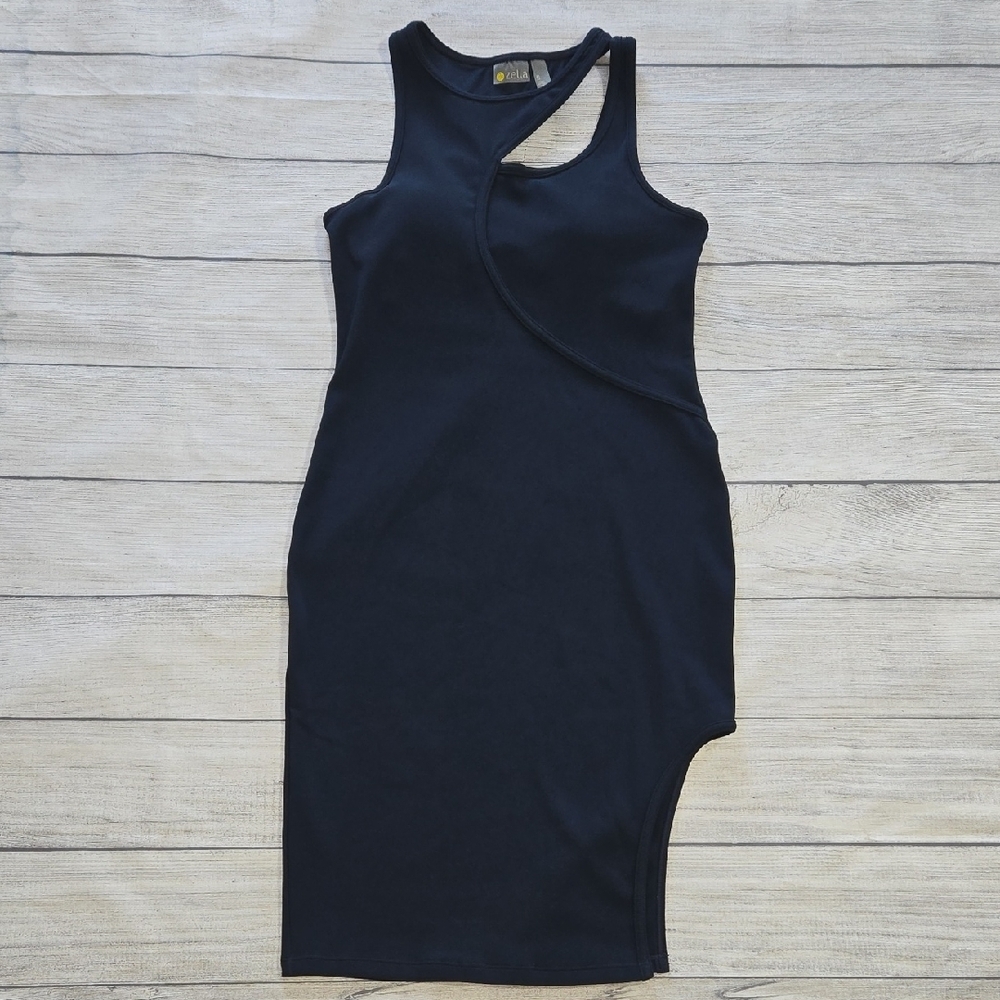 Zella Women's Interlude Rib Cutout Dress Navy Sapphire Size S